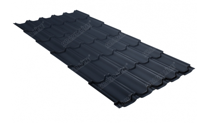 Профиль волновой Grand Line Квинта Плюс Drap 0.45 RAL 7024 мокрый асфальт