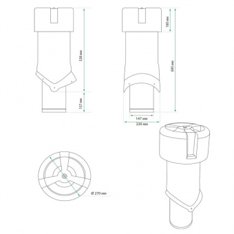 Krovent Pipe-VT IS Выход вентиляции 150/изол./500 зеленый (RAL 6005)