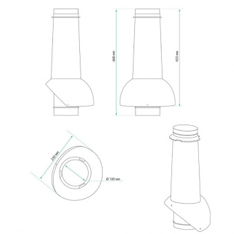 Krovent Pipe-VT IS Выход канализации 110/изол./500 зеленый (RAL 6005)